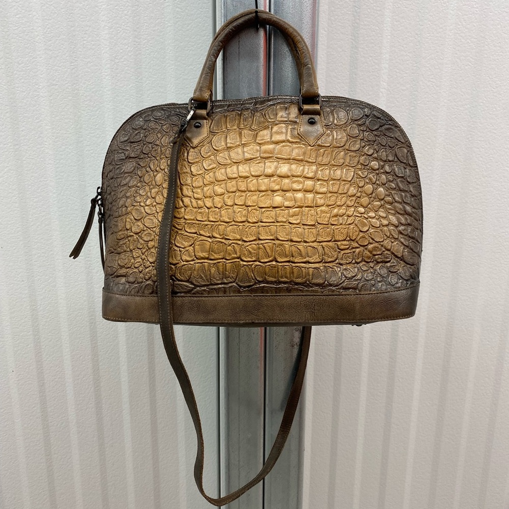 Civico 93 Brown Crocodile Embossed Handbag